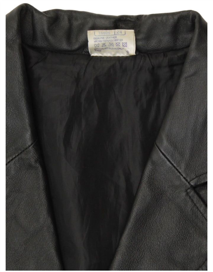 Agenda Damska skórzana marynarka zapinana na 3 guziki UK 24 4XL Czarna skóra