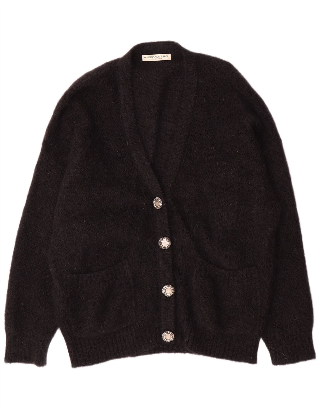 Alessandra Rich Damski sweter oversize IT 40 Small Black Moher