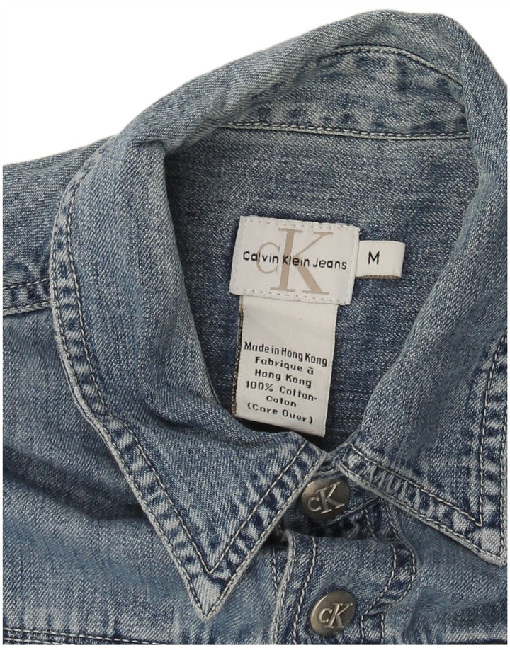 Damska koszula dżinsowa Calvin Klein Jeans, średnia niebieska, bawełniana