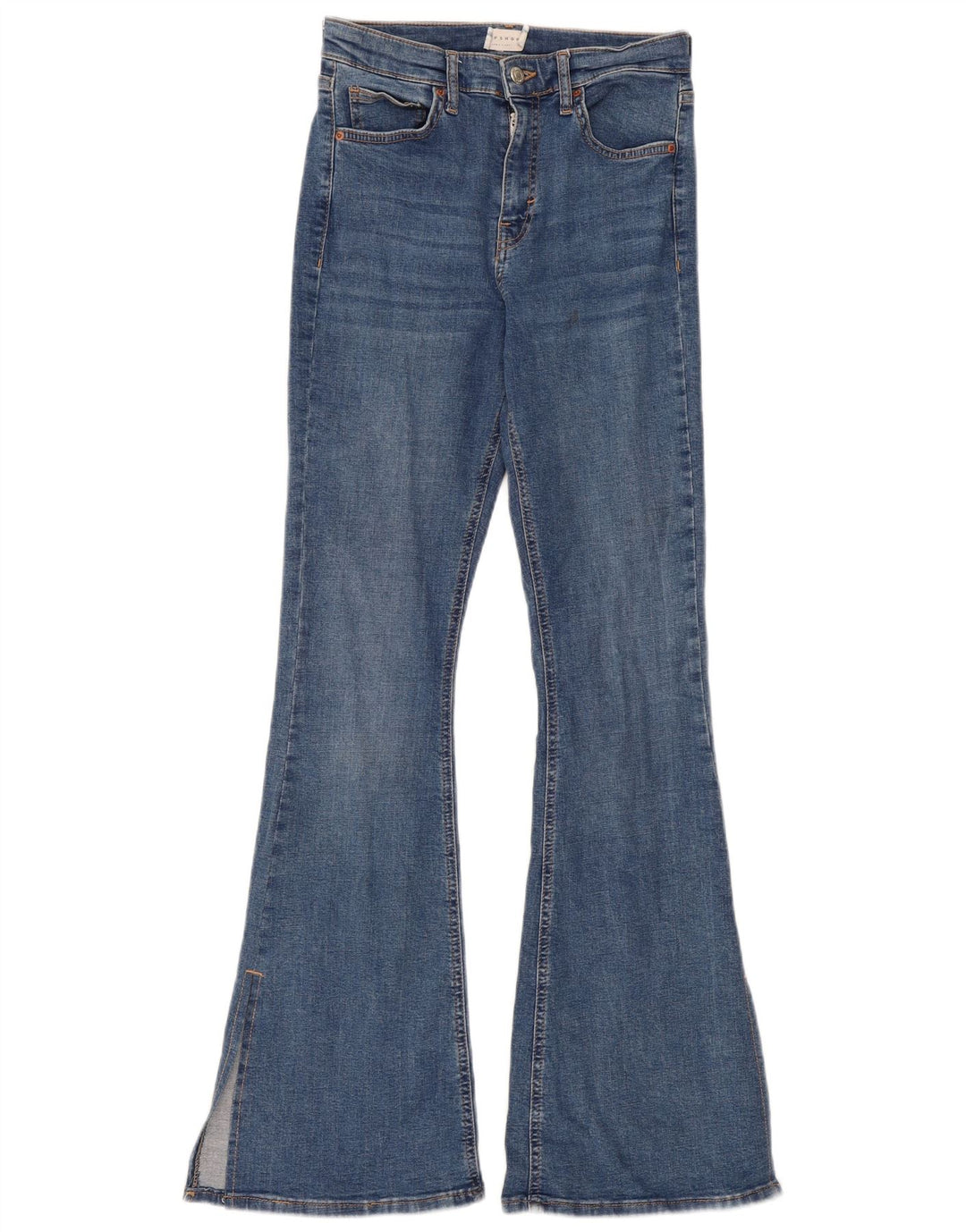 Damskie jeansy rozkloszowane Topshop W28 L32 Niebieskie bawełniane
