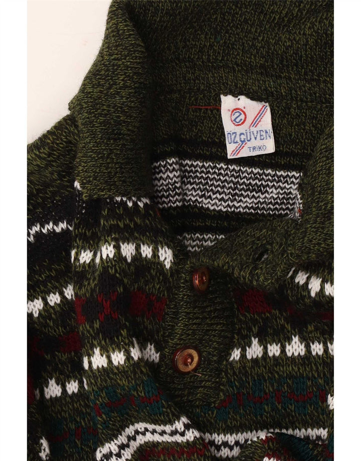 Męski sweter z golfem w stylu vintage, średnio wielobarwny, geometryczny