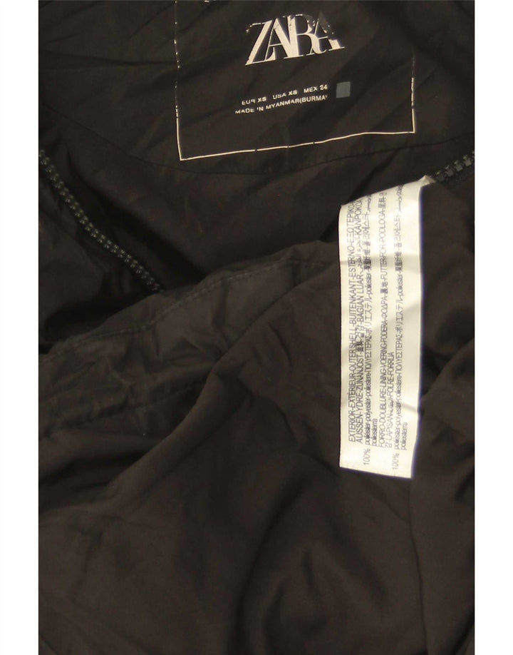 Ocieplana kurtka damska Zara, oversize, UK 6 XS, czarna, poliester