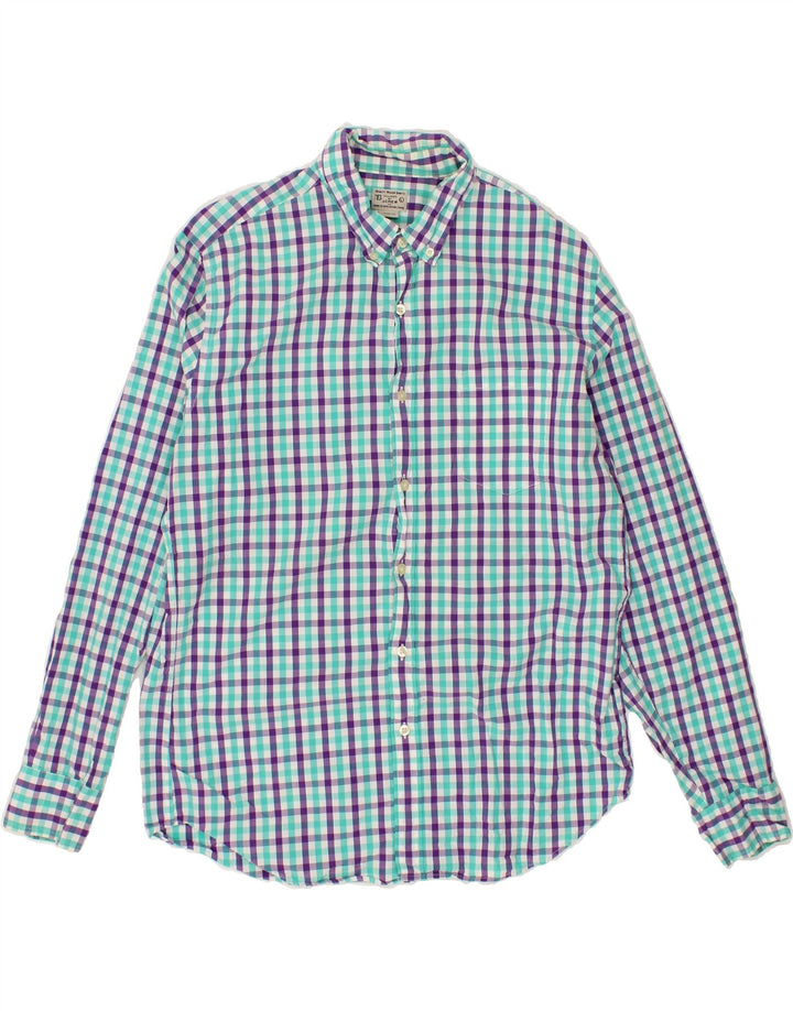 J. CREW Mens Shirt Large Turquoise Check Cotton Vintage J. Crew and Second-Hand J. Crew from Messina Hembry 