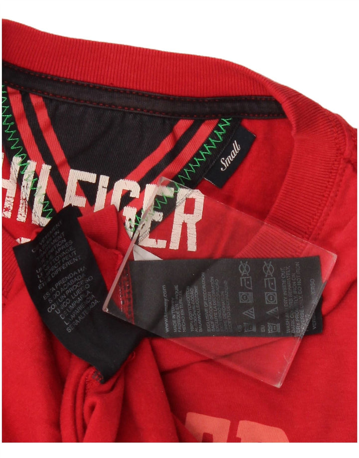 Męski top graficzny Tommy Hilfiger z długim rękawem, mały, czerwony, bawełniany