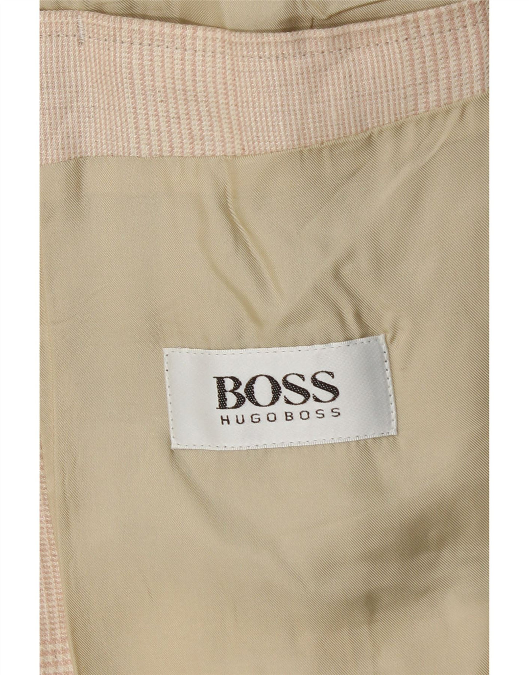 Męska marynarka zapinana na 2 guziki HUGO BOSS EU 56 3XL, beżowa, lniana w kratę