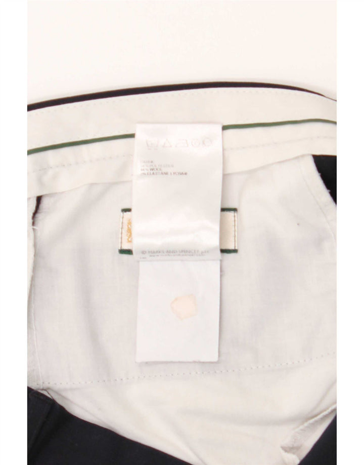 Marks & Spencer Męskie proste spodnie garniturowe W34 L29 Granatowy poliester