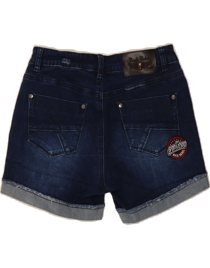 VINTAGE Womens Distressed Denim Shorts W28 Medium Navy Blue Cotton Vintage Vintage and Second-Hand Vintage from Messina Hembry 