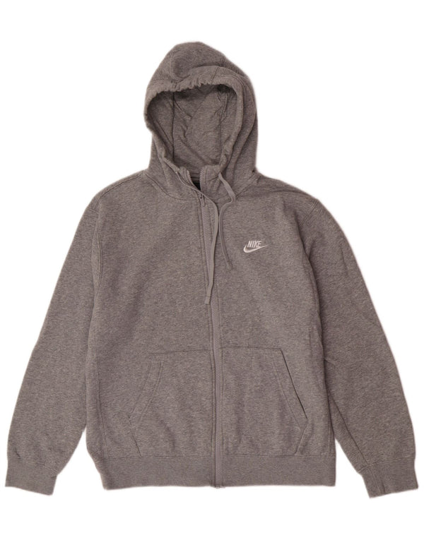 Męski sweter z kapturem i zamkiem błyskawicznym Nike, średnioszary, bawełniany, sportowy
