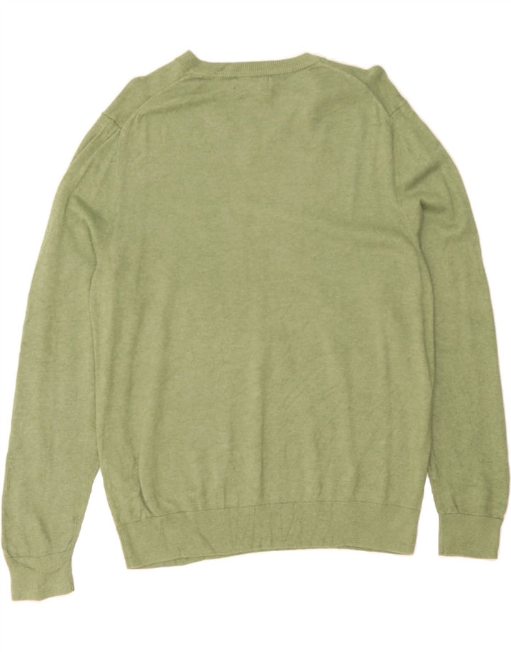 NAUTICA Mens V-Neck Jumper Sweater Medium Green Cotton Vintage Nautica and Second-Hand Nautica from Messina Hembry 