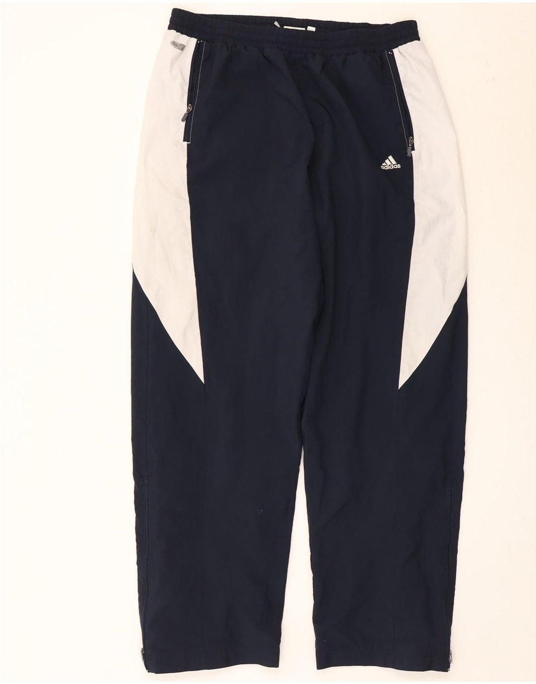 Męskie spodnie dresowe Adidas XL, granatowe, z blokami kolorów, poliestrowe