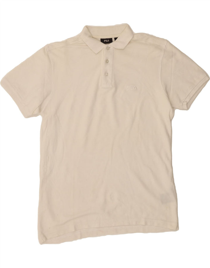 FILA Mens Polo Shirt Medium Off White Cotton Vintage Fila and Second-Hand Fila from Messina Hembry 