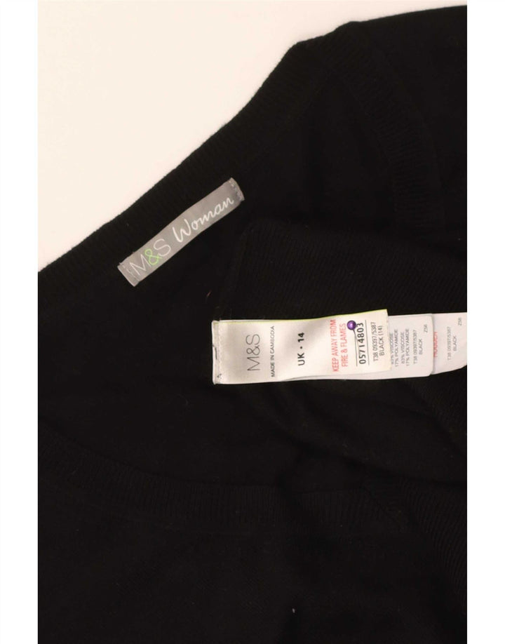 Sweter damski Marks & Spencer z dekoltem w kształcie litery V, UK 14, średni czarny wiskoza