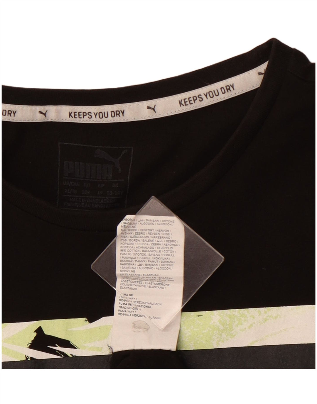 Chłopięcy T-shirt z grafiką PUMA, 13-14 lat, czarna bawełna