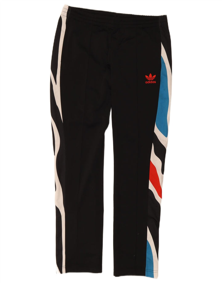 Damskie spodnie dresowe Adidas UK 12, średni czarny poliester z blokami kolorów