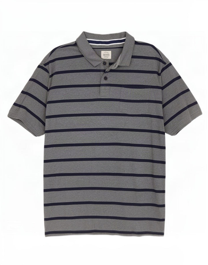 Męska koszulka polo Fat Face XL, szara, bawełniana w paski