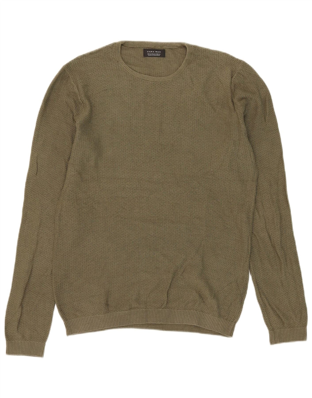 Męski sweter z okrągłym dekoltem Zara, średni khaki