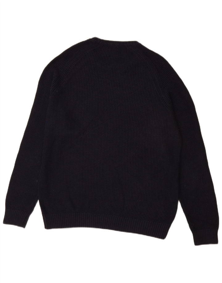 Męski sweter z okrągłym dekoltem Zara, duży, granatowy, bawełniany