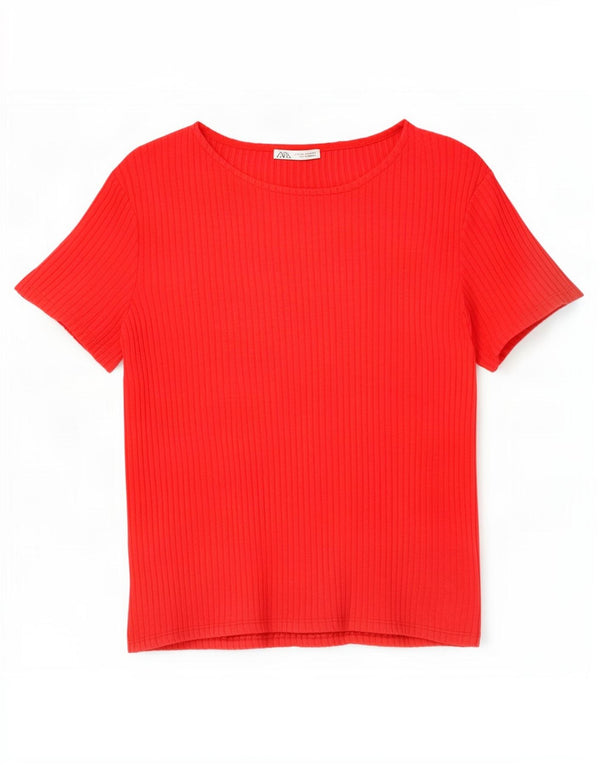 T-shirt damski Zara Top UK 12 Medium Red Wiskoza