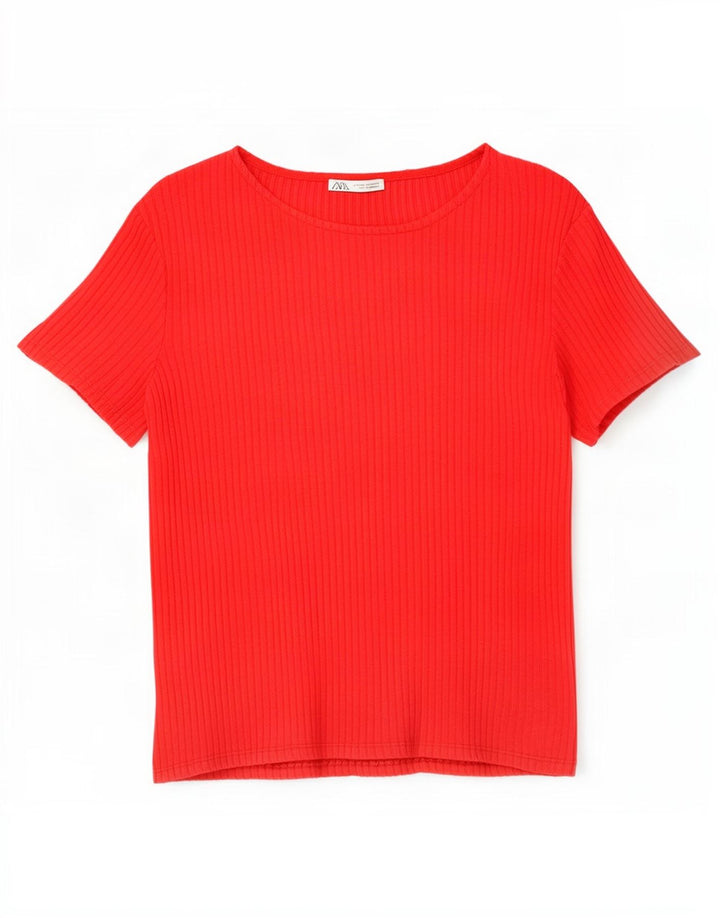 T-shirt damski Zara Top UK 12 Medium Red Wiskoza