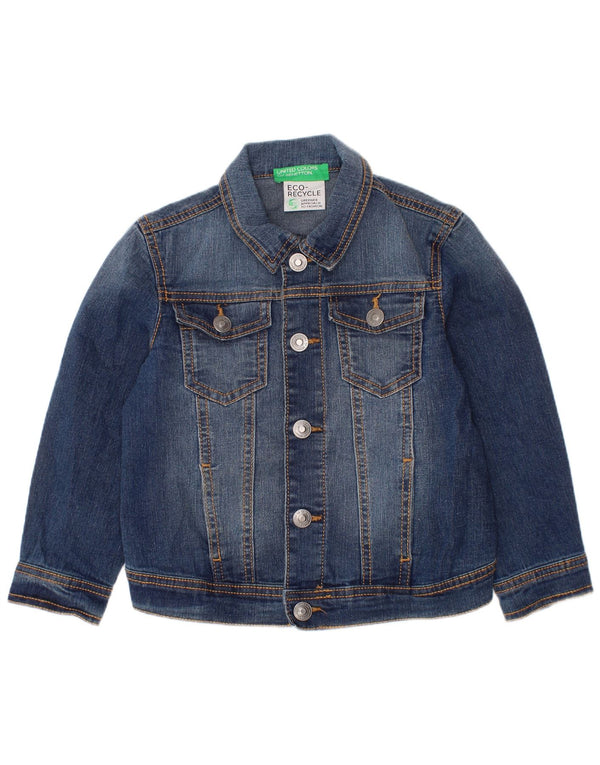 BENETTON Boys Denim Jacket 3-4 Years 2XS Blue Cotton