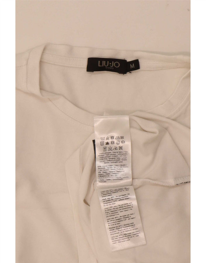 Liu Jo Męski T-shirt Top Średniej Białej Bawełny