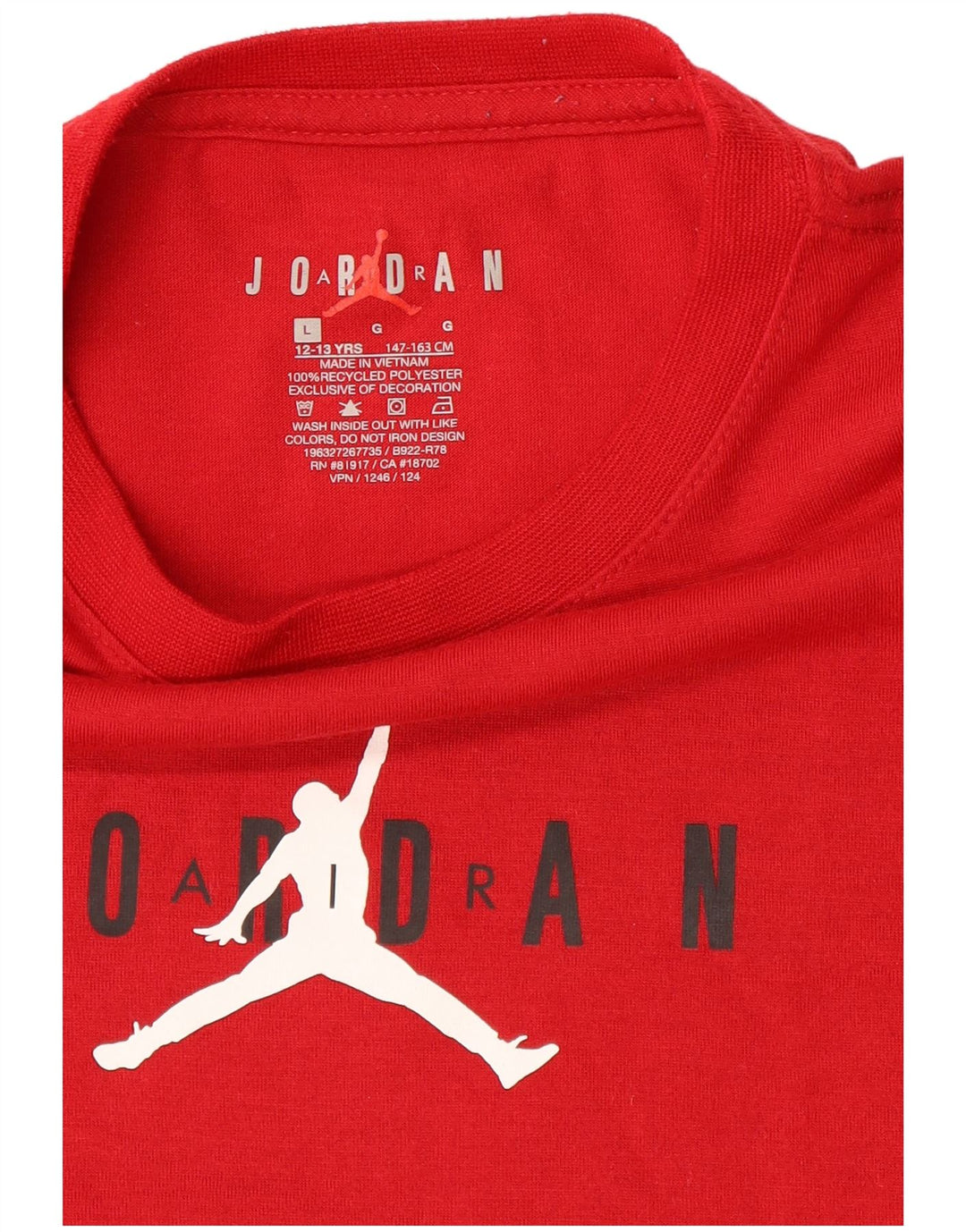Chłopięcy T-shirt z grafiką Jordan, 12-13 lat, duży, czerwony poliester