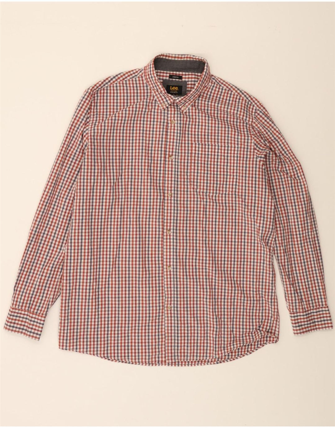 LEE Mens Stretch Regular Fit Shirt XL Red Check Cotton Vintage Lee and Second-Hand Lee from Messina Hembry 