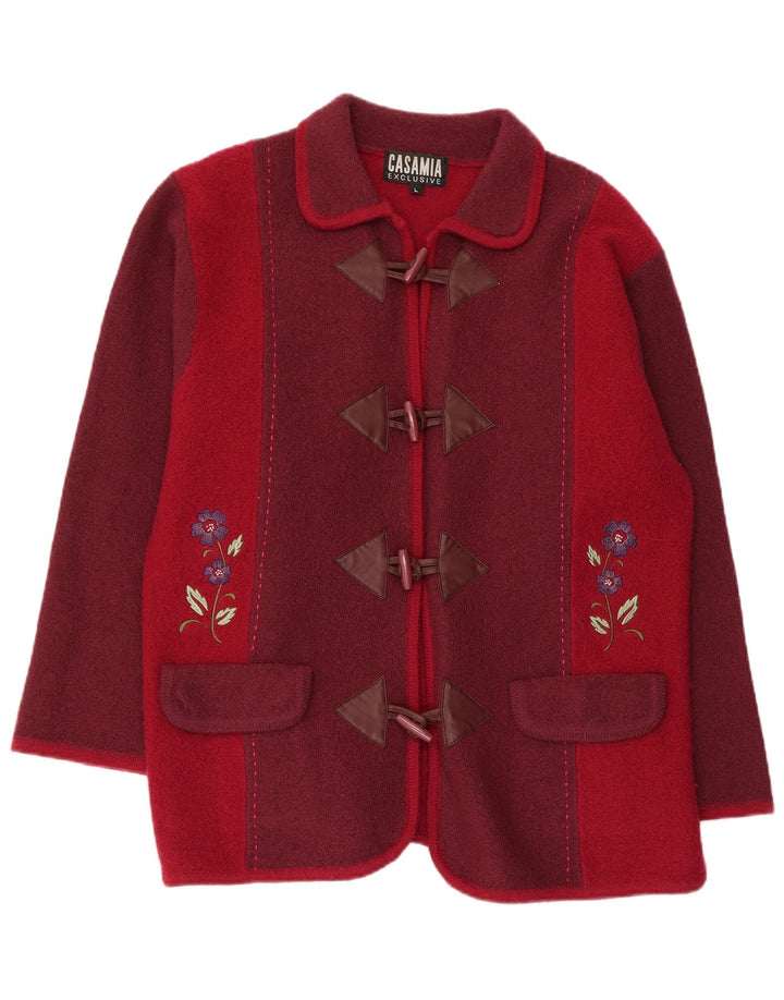 Damska marynarka CASAMIA o luźnym kroju UK 16, duży bordowy blok kolorów