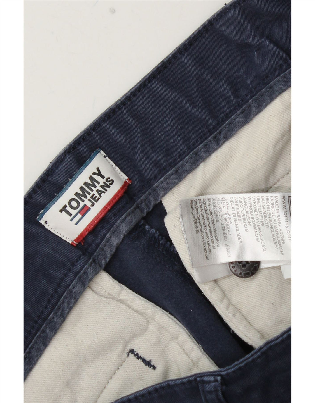 Męskie spodnie typu slim chino TOMMY HILFIGER W32 L30 Granatowa bawełna