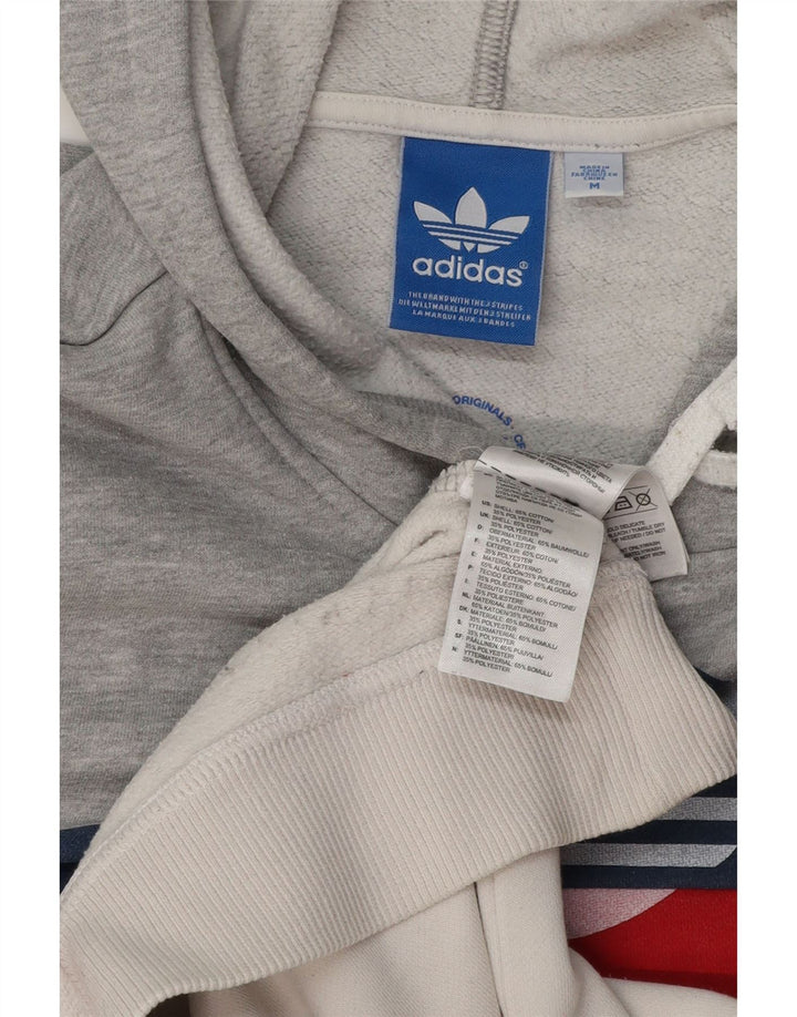 Męski sweter z kapturem ADIDAS z grafiką, średnioszary, bawełniany z blokami kolorów