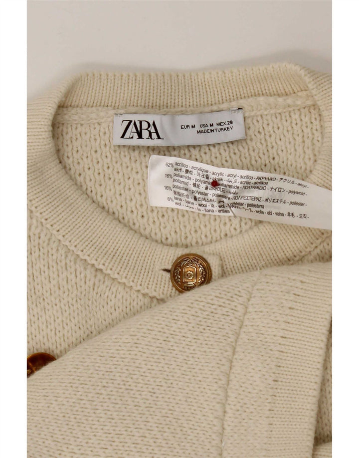 Sweter damski Zara UK 12, średni, złamany biały akryl