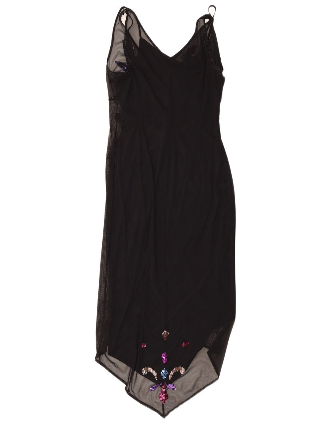 Damska asymetryczna sukienka Linea bez rękawów UK 14, średnia czarna paisley