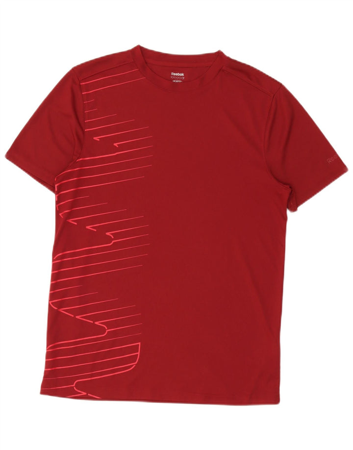 Męski T-shirt z grafiką Reebok, mały, bordowy poliester