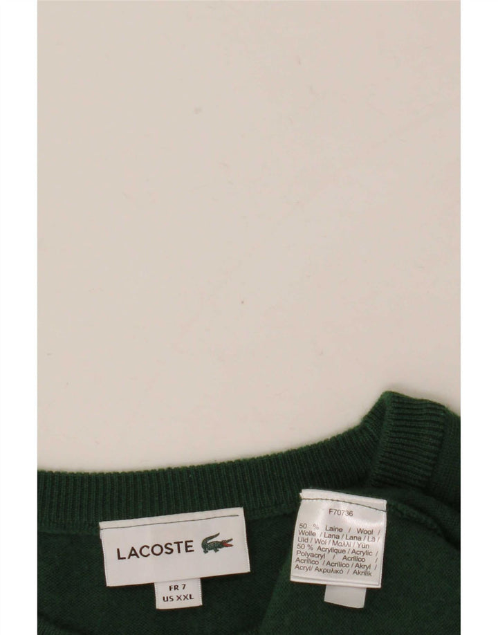 Lacoste Męski sweter z dekoltem w łódkę, rozmiar 7 2XL, zielona wełna