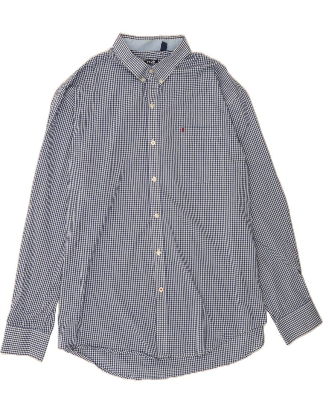 IZOD Mens Shirt 2XL Blue Gingham Cotton Vintage Izod and Second-Hand Izod from Messina Hembry 