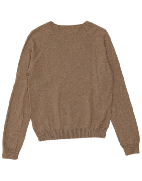 Sweter damski Zara z dekoltem w kształcie litery V, UK 18 XL, brązowy, bawełniany