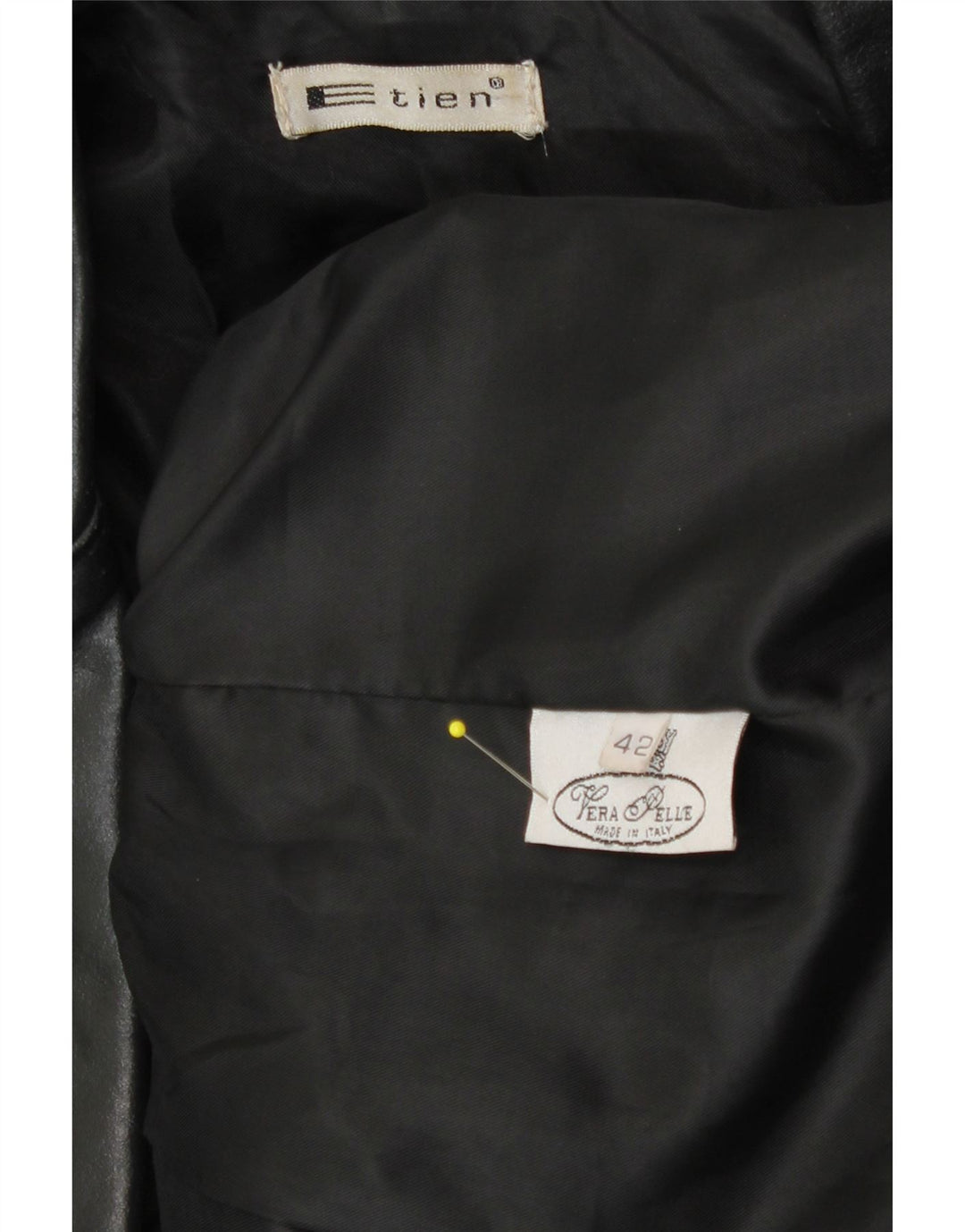 Vintage damski płaszcz skórzany IT 42, średnia czarna skóra