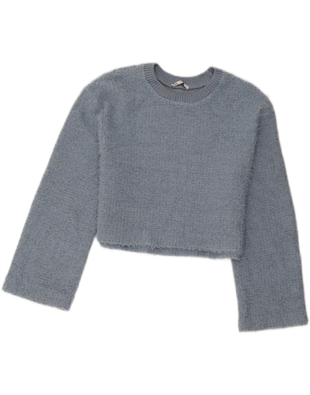 Damski sweter Zara z okrągłym dekoltem, UK 14, średni niebieski poliester