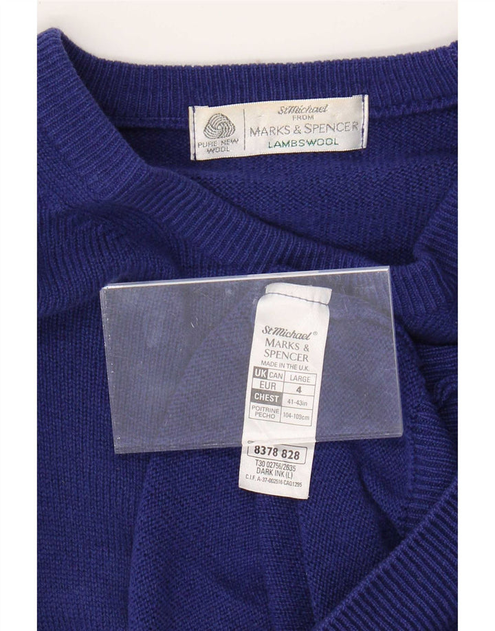 Marks & Spencer Męski sweter St. Michael z dekoltem w łódkę, duży niebieski