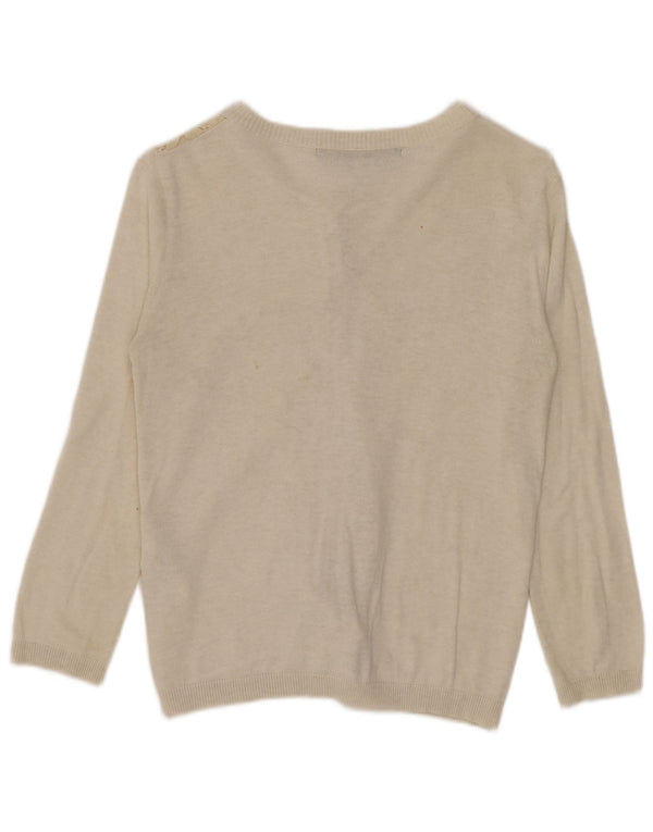 Koronkowy sweter damski Zara z rękawem 3/4 UK 10, mały, beżowy nylon