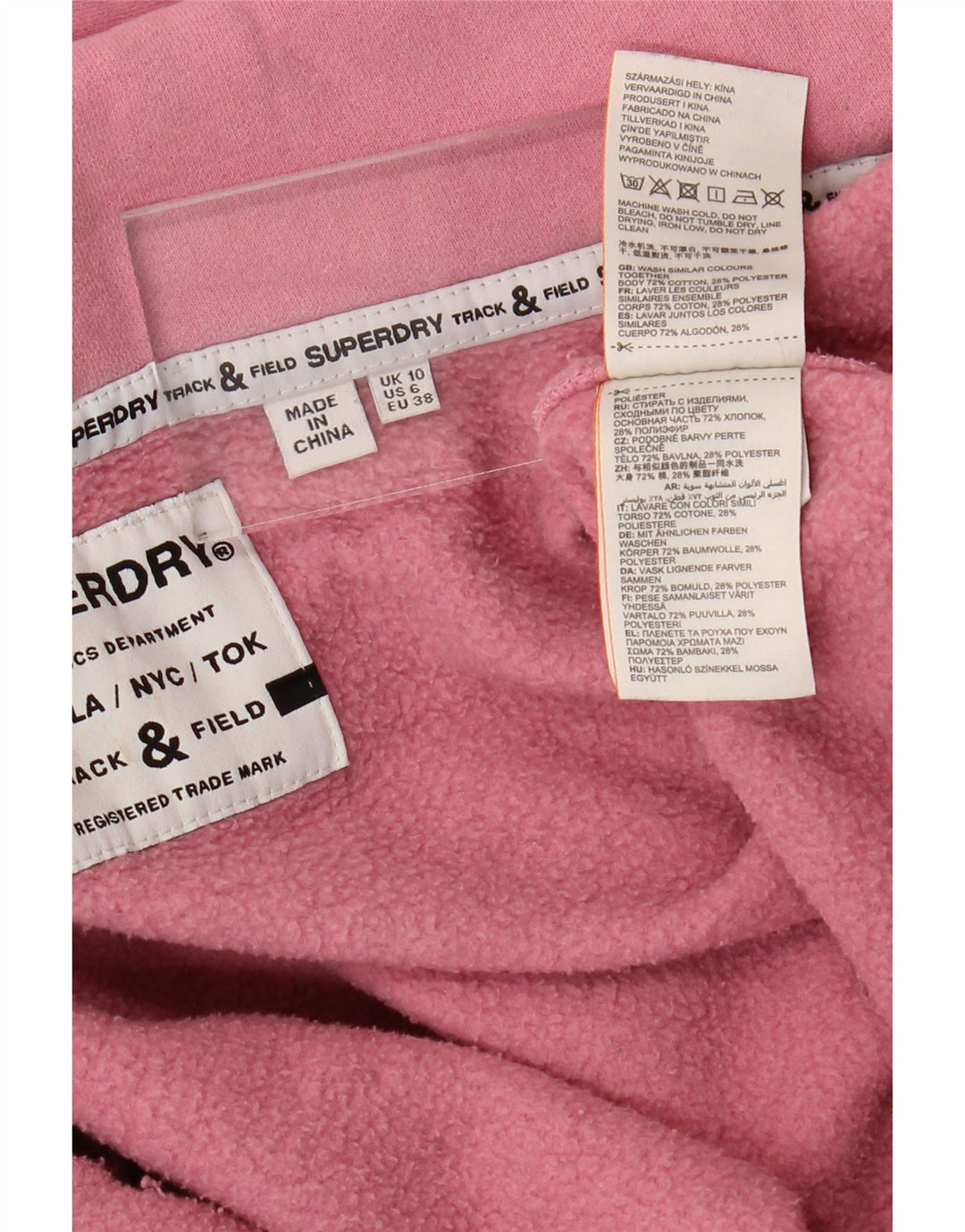 SUPERDRY Damski sweter z kapturem i zamkiem błyskawicznym UK 10, mały, różowy, bawełniany