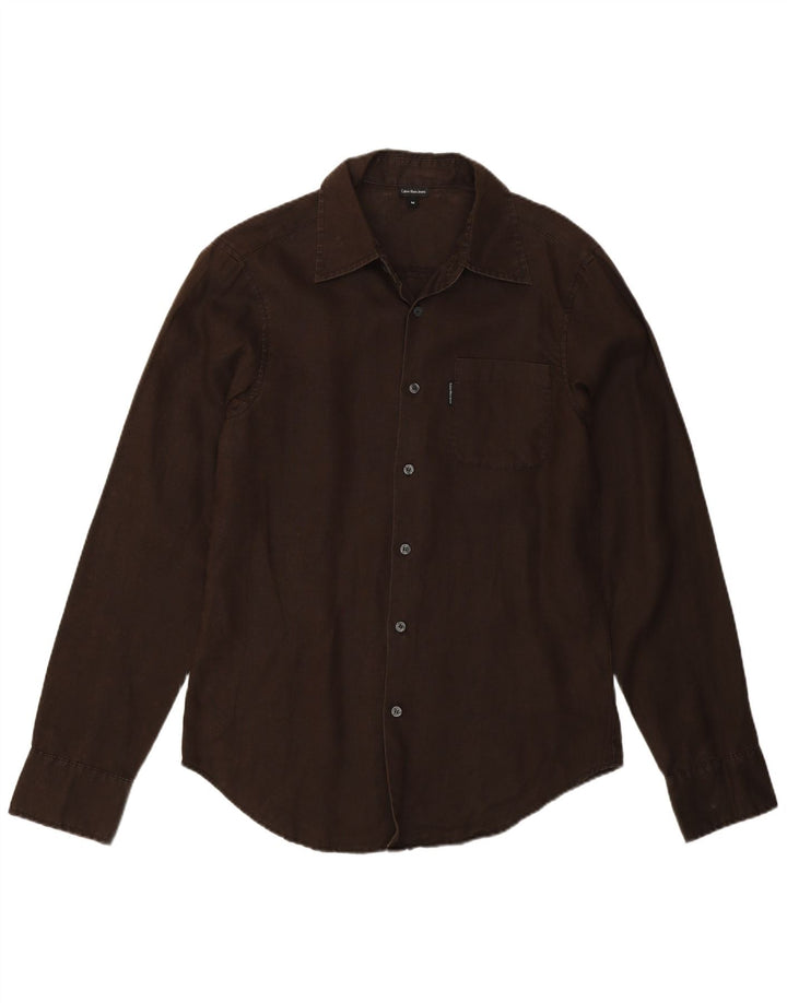 Koszula męska Calvin Klein Jeans, średnio brązowa, lniana