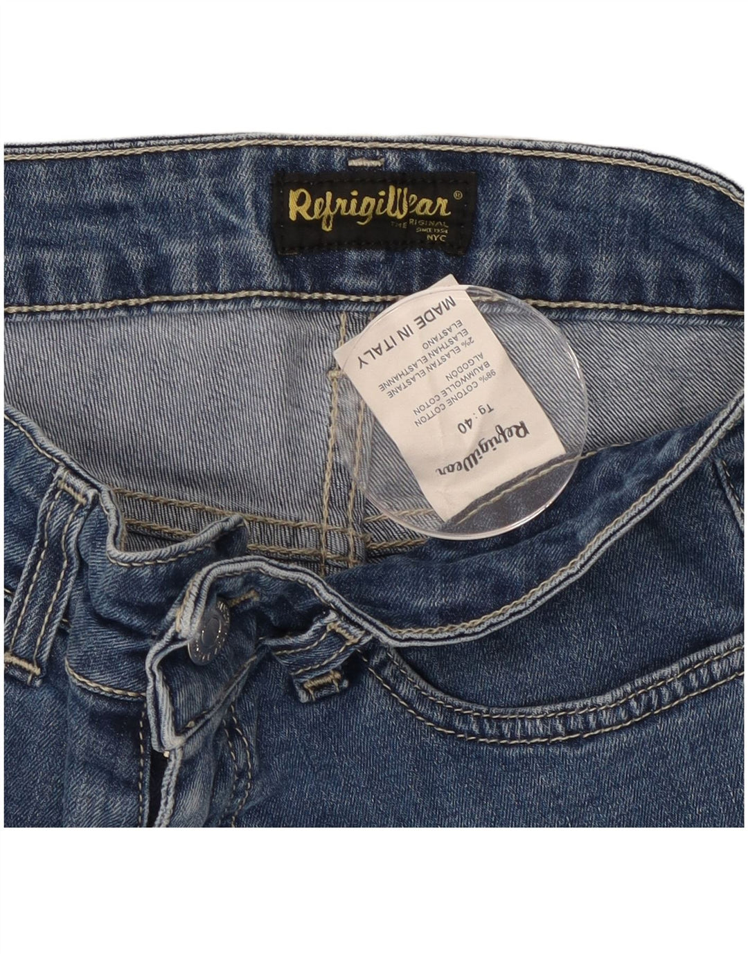 REFRIGIWEAR Damskie jeansy slim IT 40 Small W26 L30 Niebieska bawełna