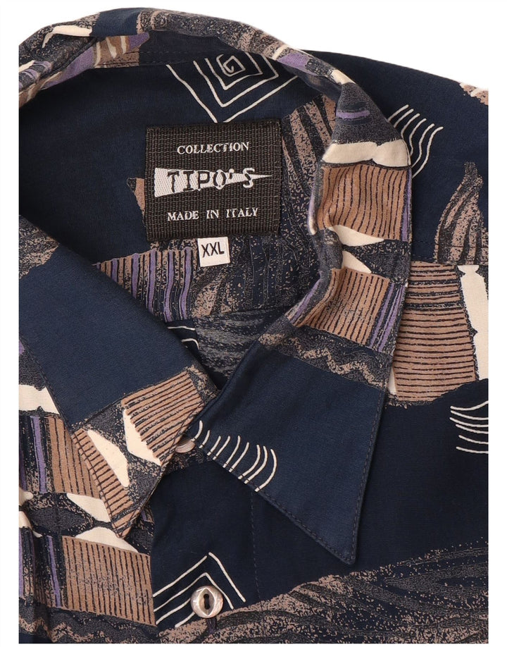 Koszula męska z krótkim rękawem Tipo' S, 2XL, granatowa, patchworkowa
