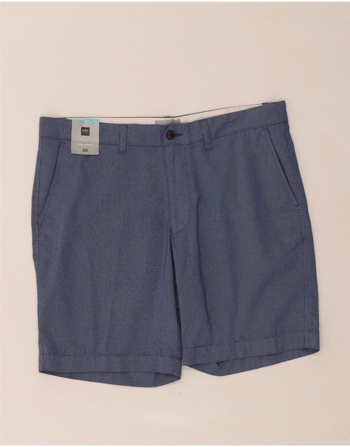 Marks & Spencer Męskie spodenki Chino W34, duże, niebieskie, bawełniane w cętki