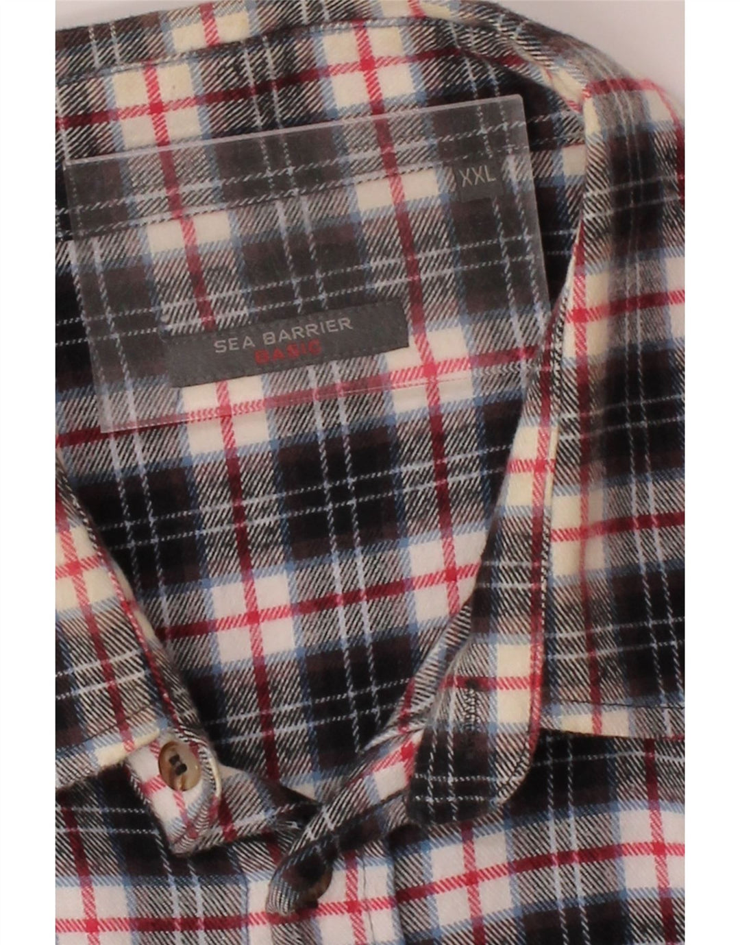 SEA BARRIER Mens Flannel Shirt 2XL Black Check Cotton Vintage Sea Barrier and Second-Hand Sea Barrier from Messina Hembry 