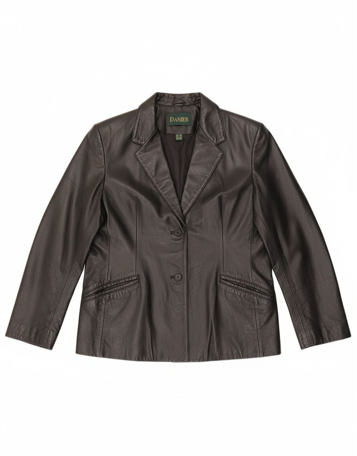 DANIER Womens Leather Jacket UK 20/22 2XL Black Leather