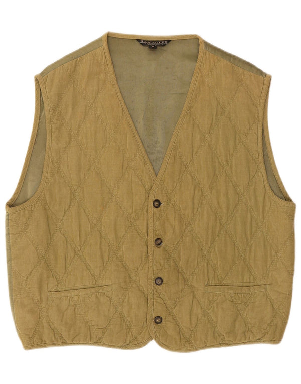 Vintage męska sztruksowa pikowana kamizelka, duża, khaki