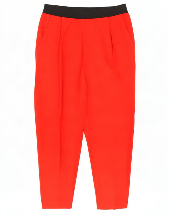 Calvin Klein Womens Cropped Trousers EU 42 Large W30 L23 Red Colourblock