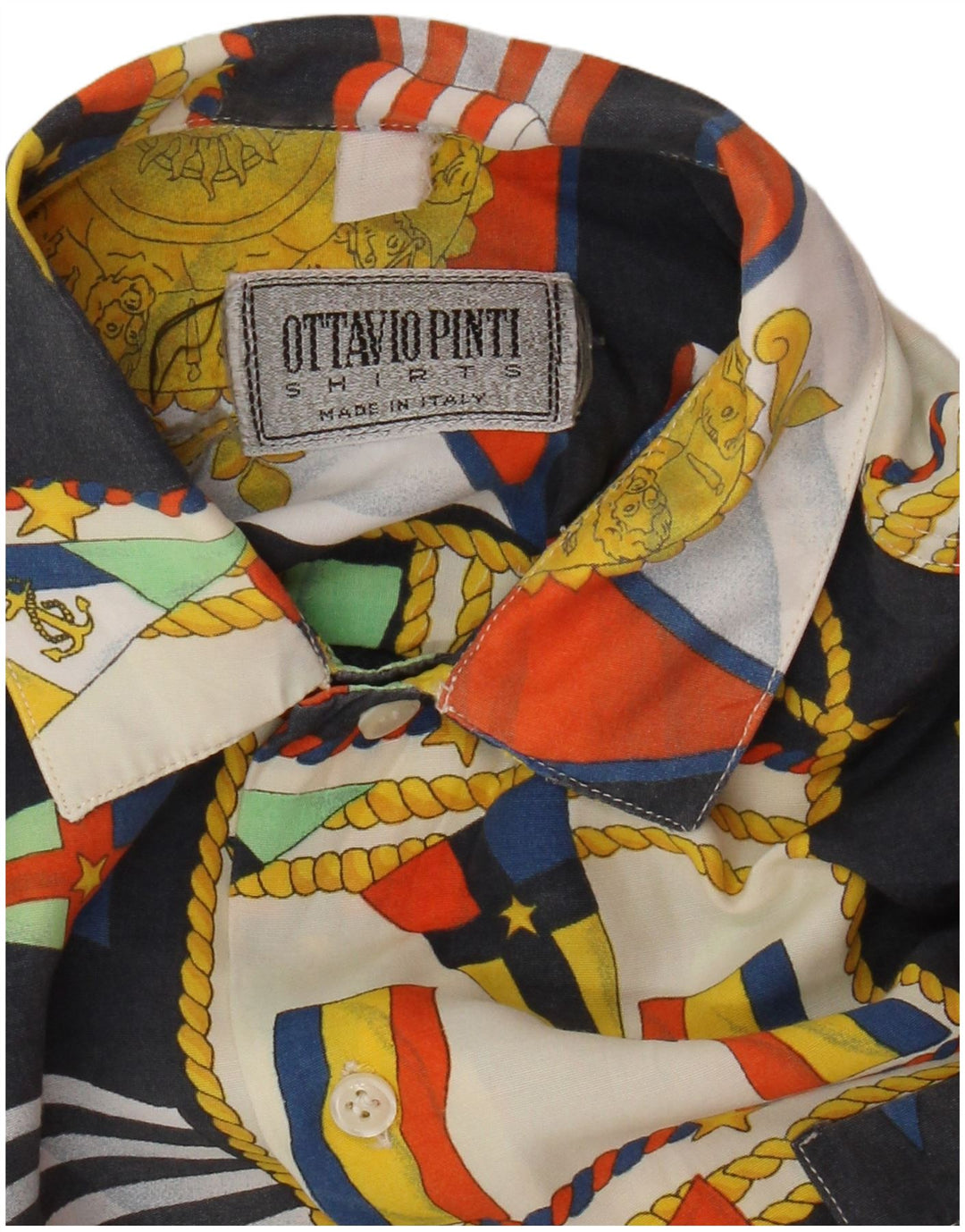 Koszula męska z krótkim rękawem w stylu vintage, abstrakcyjny wzór, mała, wielobarwna
